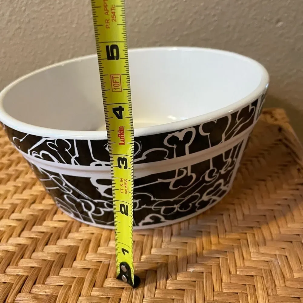 Bones Black and White Ceramic Big Dog Bowl
